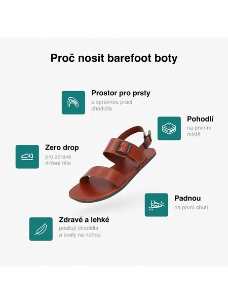 Dámské Barefoot Sandály GROUNDIES® Kos Tmavě hnědé