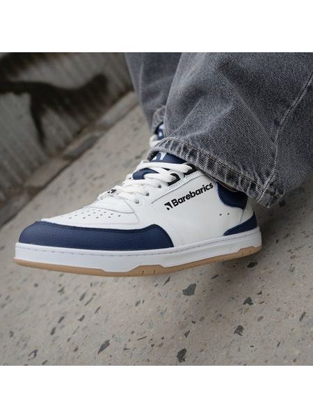 Adidași barefoot Barebarics Wave alb cu bleumarin închis