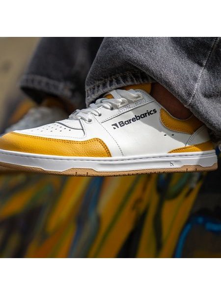 Barefoot sneakers voor dames en heren Barebarics Wave - wit en zongeel
