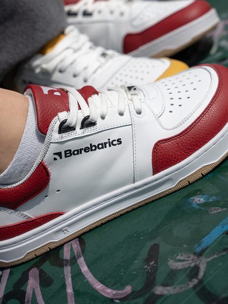 Ténis barefoot Barebarics Wave branco e vermelho carmim