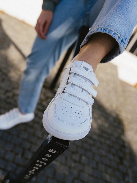 Ténis barefoot Barebarics Zing Velcro branco - Pele