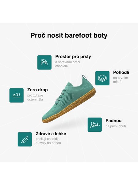 Barefoot Tenisky GROUNDIES® Active Knit Tyrkysové