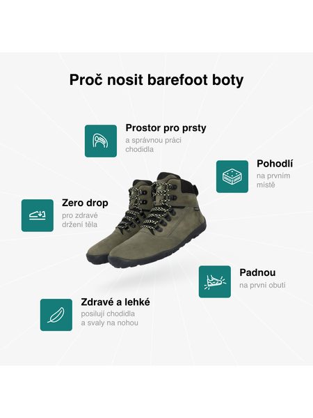 Barefoot Outdoorové Boty GROUNDIES® Portland Khaki Limetkové