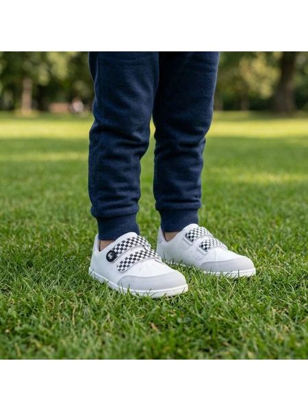Baskets barefoot enfant Be Lenka Energise Preschool blanches à damier