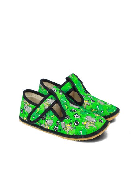 BEDA PAPUČE BF 060010/W DINOBALL Green – Široké | Dětské barefoot přezůvky