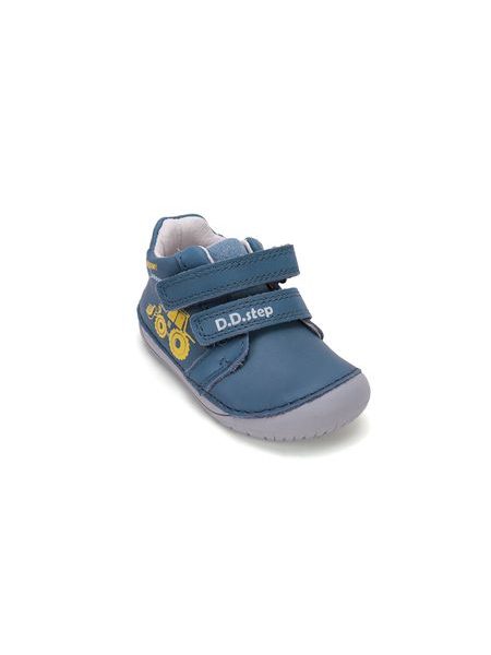 Dětské barefoot celoroční boty D.D.STEP S070-62964B modré traktor - pár bot