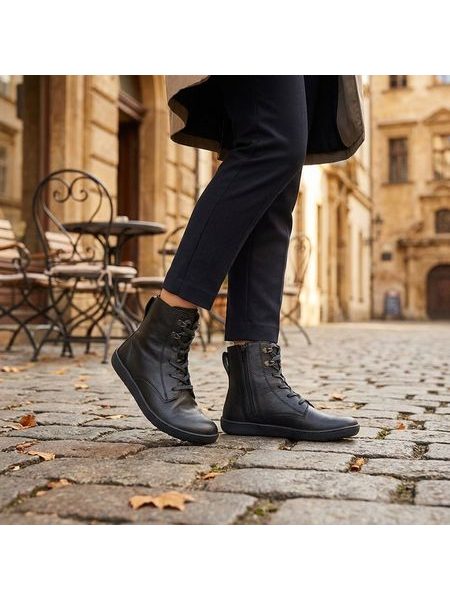 BAŤA ŠNĚROVACÍ KOTNÍKOVÁ OBUV Černá | Dámské barefoot kotníkové boty
