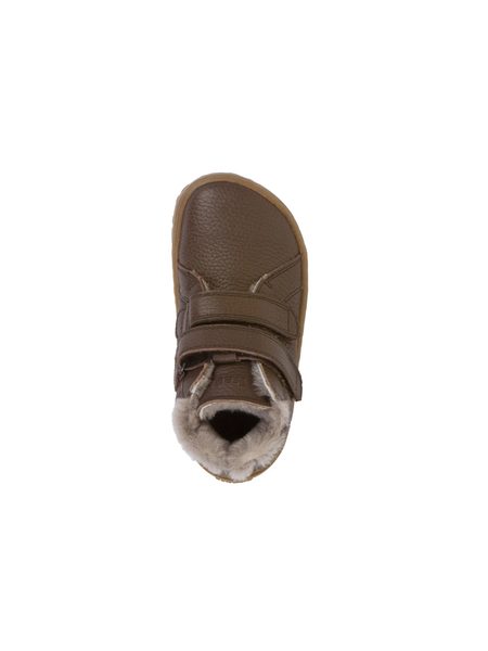 Dětské zimní zateplené barefoot boty FRODDO KOTNÍKOVÉ ZIMNÍ FURRY tmavě hnědé