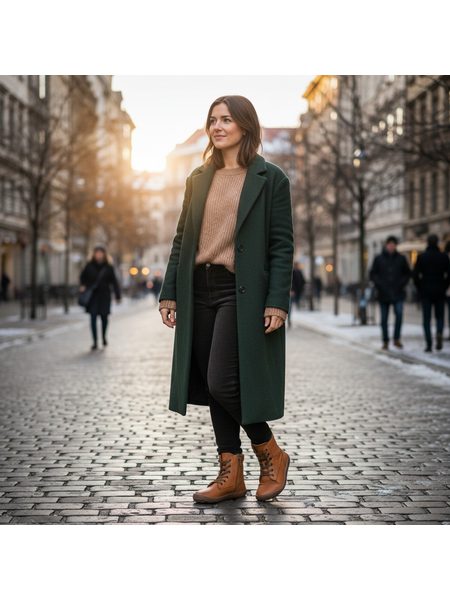 FRODDO VYŠŠÍ KOŽENÉ ZIMNÍ TEX LACES Cognac | Zimní zateplené barefoot boty