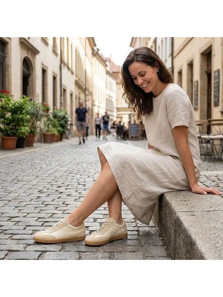 Dámské barefoot Tenisky GROUNDIES® Panama Soft Citrónovo Béžové