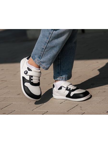Baskets barefoot enfant Be Lenka Scoot Kids blanches et noires