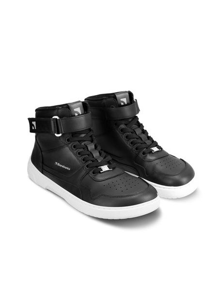 Adidași barefoot Barebarics Zing High Top negri și albi din piele