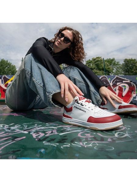 Adidași barefoot Barebarics Wave albi cu roșu