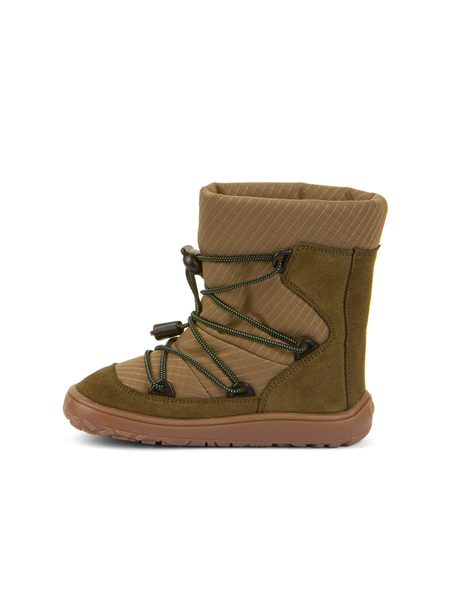 FRODDO ZIMNÍ TEX TRACK WOOL Olive | Dětské zimní zateplené barefoot boty