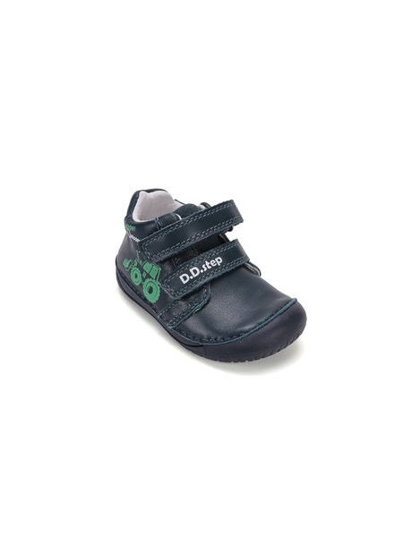 Dětské barefoot celoroční boty D.D.STEP S070-62964A tmavě modré traktor - pár bot