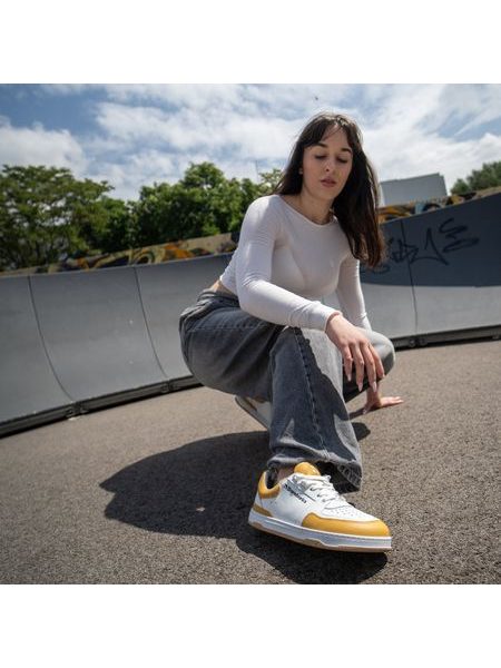 Adidași barefoot Barebarics Wave albi cu galben