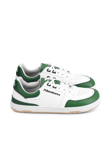Ténis barefoot Barebarics Wave branco e verde-escuro