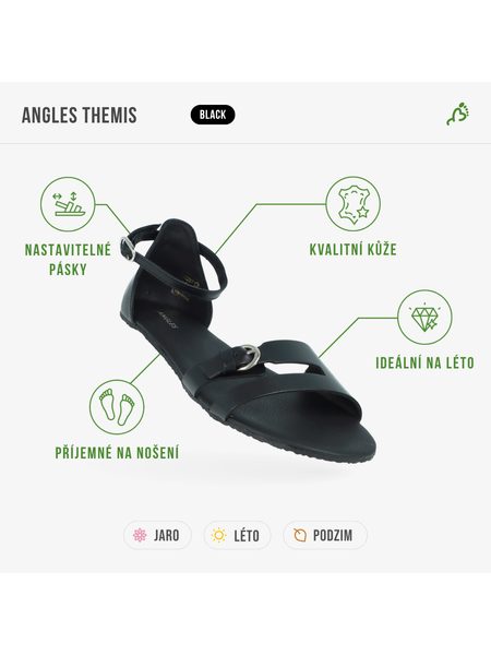 ANGLES THEMIS Black | Dámské barefoot sandály