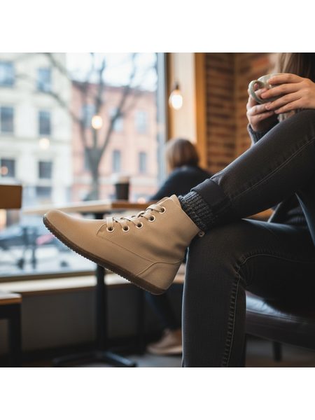Dámské Barefoot Kotníkové Boty GROUNDIES® Salzburg Béžové