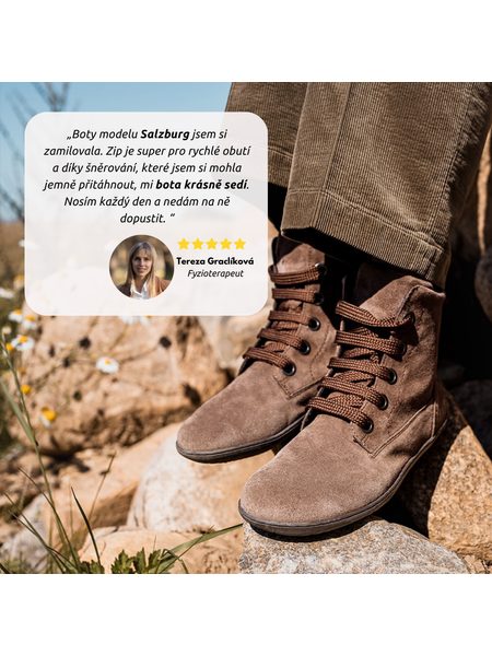 Dámské Barefoot Kotníkové Boty GROUNDIES® Salzburg Tmavě hnědé