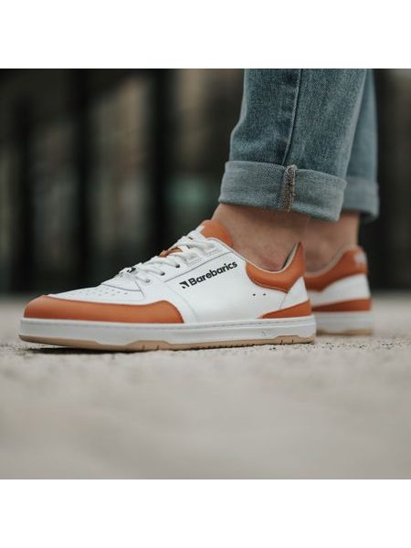 Ténis barefoot Barebarics Wave branco e laranja