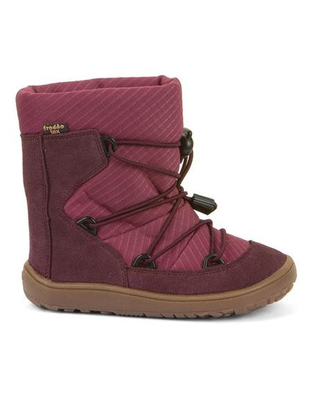 Dětské barefoot zimní boty FRODDO ZIMNÍ TEX TRACK WOOL bordó