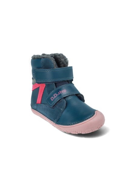 D.D.STEP W073-52306C Tmavě Modrá | Dětské zimní zateplené barefoot boty