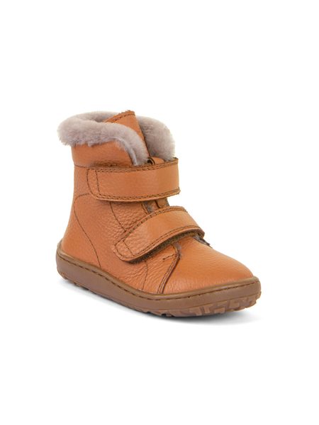 FRODDO KOTNÍKOVÉ ZIMNÍ FURRY BOOT Cognac | Dětské zimní zateplené barefoot boty