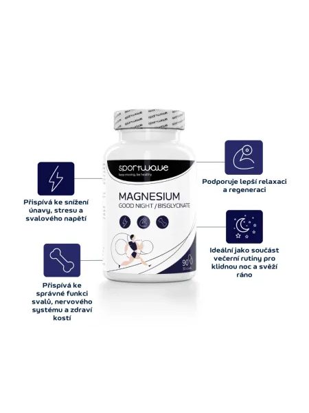 MAGNESIUM GOOD NIGHT – BISGLYCINATE 90 cps SportWave Hořčík pro lepší spánek