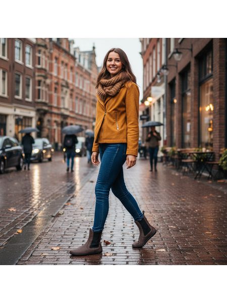 Dámské Barefoot Zateplené Chelsea GROUNDIES CAMDEN Tmavě Hnědé Barefoot+