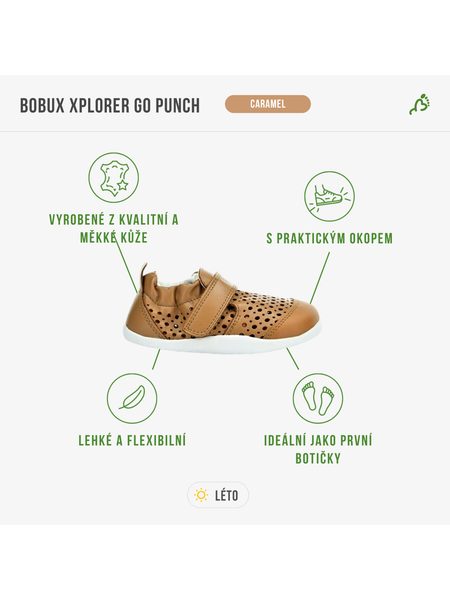 BOBUX XPLORER GO PUNCH Caramel | Dětské barefoot tenisky