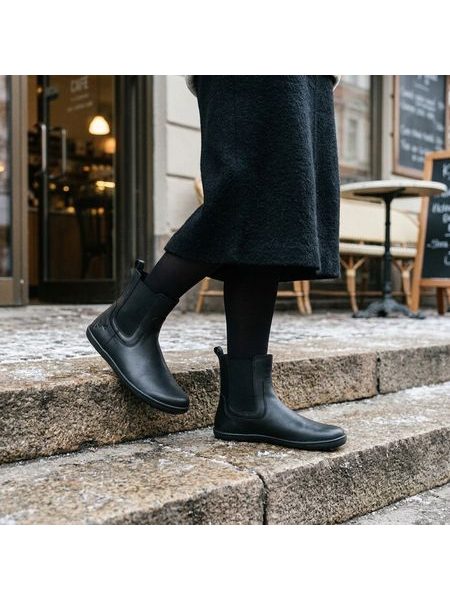 Damen-Barfuß-Chelsea-Stiefeletten ANGLES ORION Schwarz glatt