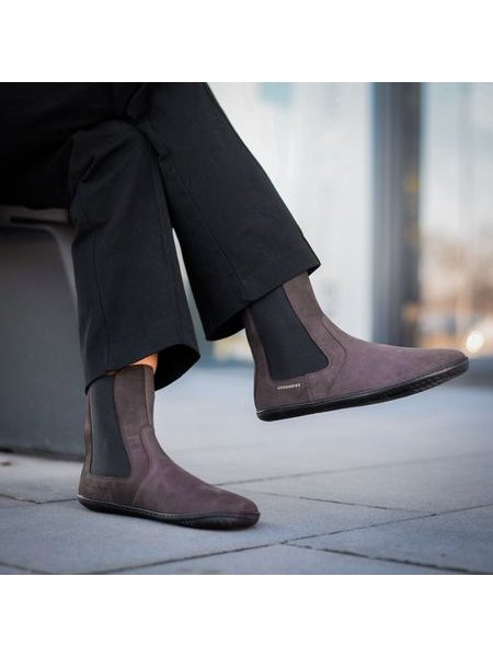 Barefoot Zateplené Chelsea GROUNDIES® CAMDEN Tmavě Hnědé