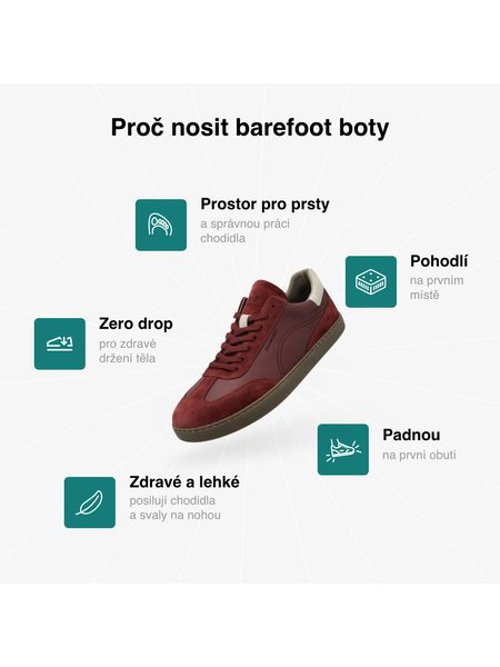 Barefoot Tenisky GROUNDIES® Panama Vínové