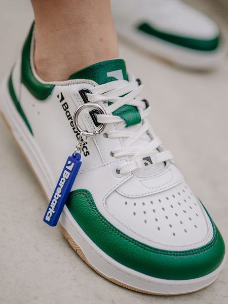 Ténis barefoot Barebarics Wave branco e verde-escuro