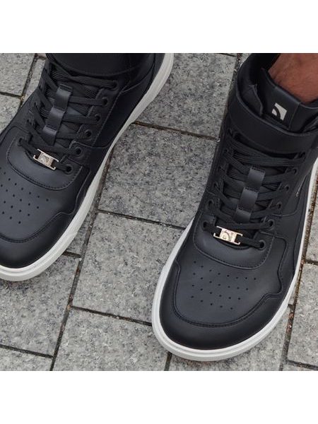 Adidași barefoot Barebarics Zing - High Top - negri și albi - piele