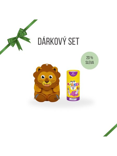 DÁRKOVÝ DĚTSKÝ LVÍ SET Affenzahn batůžek a Fixy