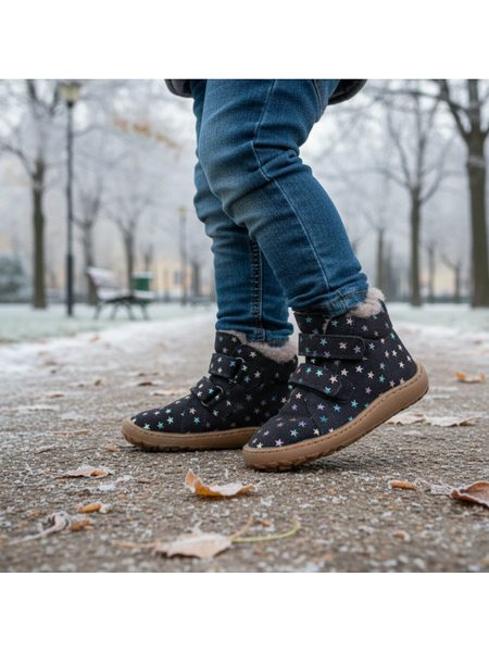 FRODDO ZIMNÍ FURRY Stars | Dětské zimní zateplené barefoot boty