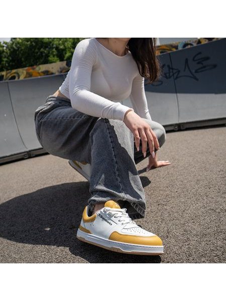 Barefoot sneakers voor dames en heren Barebarics Wave - wit en zongeel