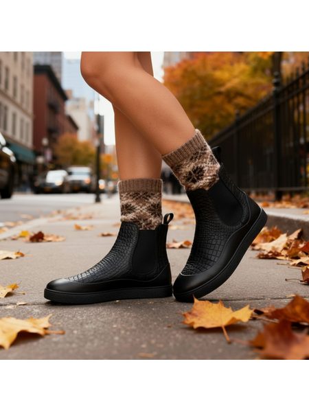 Dámské Barefoot Chelsea GROUNDIES® SIENNA Černé/Krokodýl