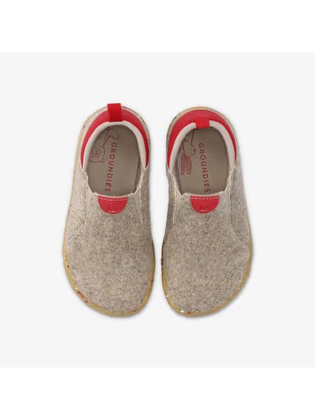 Dětské Barefoot Přezůvky GROUNDIES® Uppsala Béžovo Červené