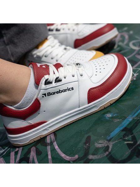 Ténis barefoot Barebarics Wave branco e vermelho carmim