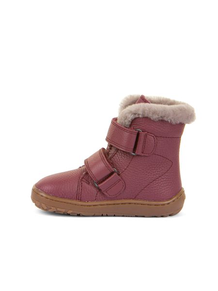 FRODDO KOTNÍKOVÉ ZIMNÍ FURRY BOOT Bordeaux | Dětské zimní zateplené barefoot boty
