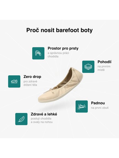 Dámské Barefoot Baleríny GROUNDIES® Ruby 2.0 Béžové