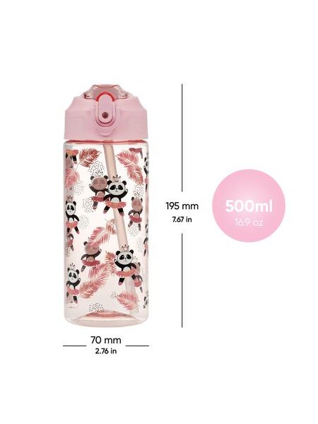 BAAGL Tritanová láhev na pití s brčkem Panda 500 ml