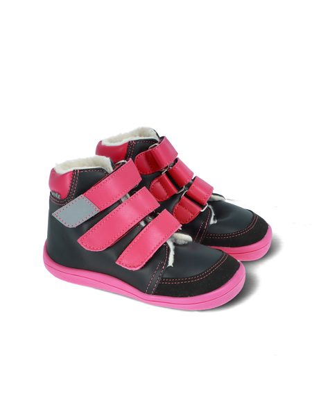 BEDA ZIMNÍ VYŠŠÍ EL Black/Pink | Dětské zimní zateplené barefoot boty