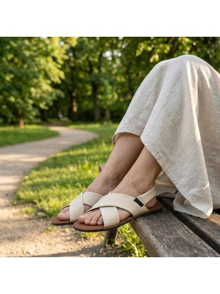 Dámské Veganské Barefoot Sandály GROUNDIES® Verona Béžové