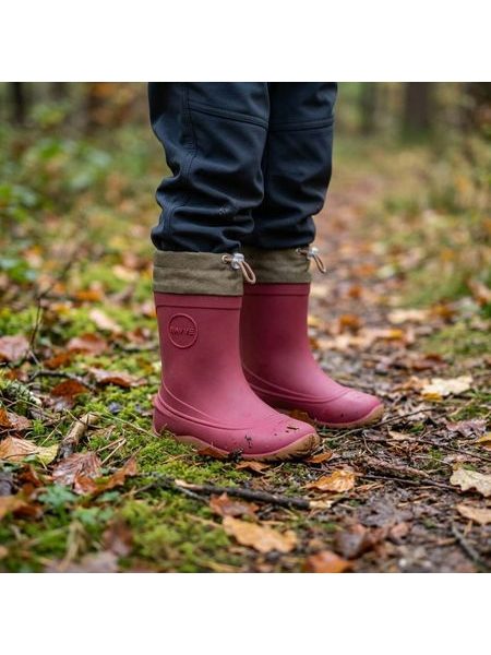 Detské zateplené barefoot gumáky RAYVE MONSOON COVER WINTER vínové