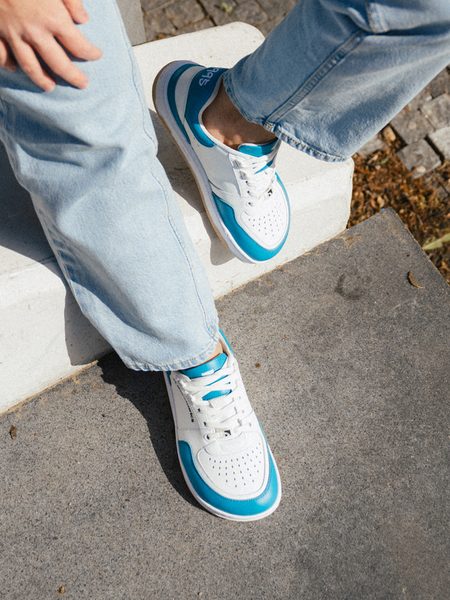 Ténis barefoot Barebarics Wave branco e turquesa-escuro