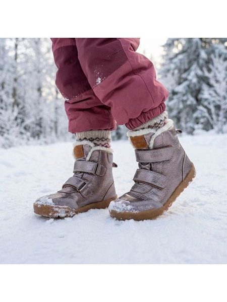 Ghete barefoot de iarnă pentru copii RAYVE LAHTI roz auriu